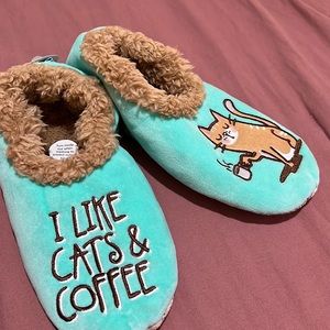 Small 5/6 Cat & Coffee Snoozie Slippers